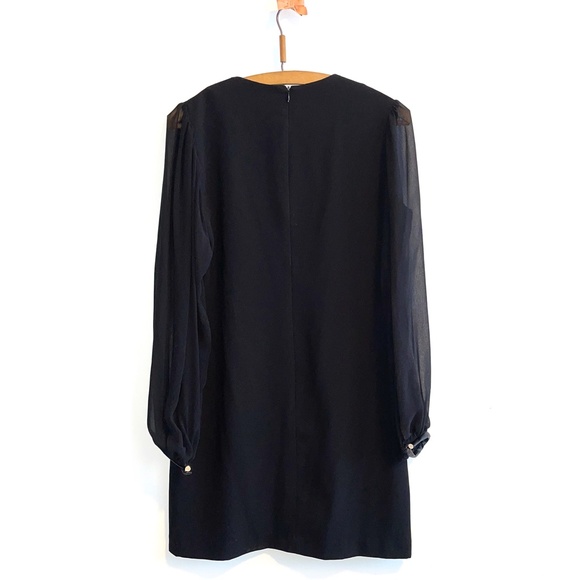 NWT Zara Contrasting Mini Black Dress V-neck with Puff Sleeves XS - Picture 3 of 10